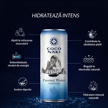 Apă de cocos carbogazoasă COCONAKI Sparkling 320ml