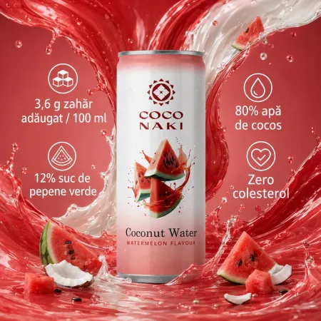 Apă de cocos cu pepene verde COCONAKI Watermelon 320ml